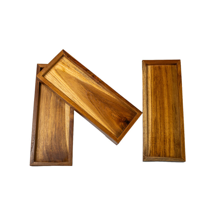 Set of 3 Teak Amenity Trays