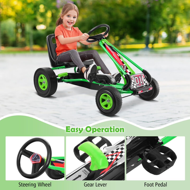 4-Wheel Kids Pedal Go-Kart Ride-On Racer Car for Outdoor Play image number 5