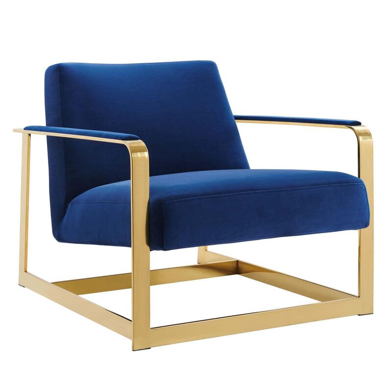 Modway Seg Performance Velvet Accent Chair, Gold Navy image number 2