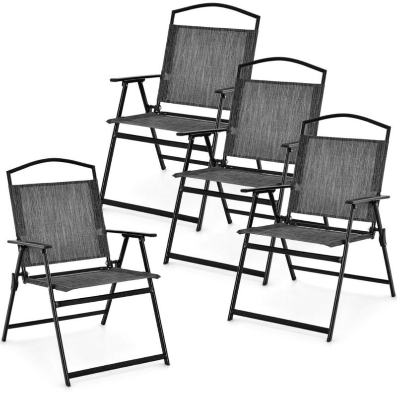 Hivvago Patio Folding Chairs Set of 4 with Cozy Seat Fabric and Heavy-Duty Metal Frame