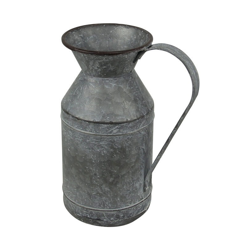 Hivvago 11 Inch Gray Metal Jug Vase