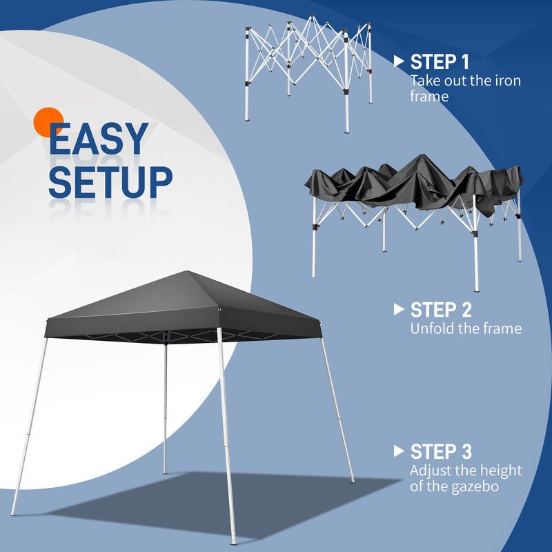 Pop-Up Canopy Tent with Slant Legs, Portable Outdoor Gazebo with Carry Bag