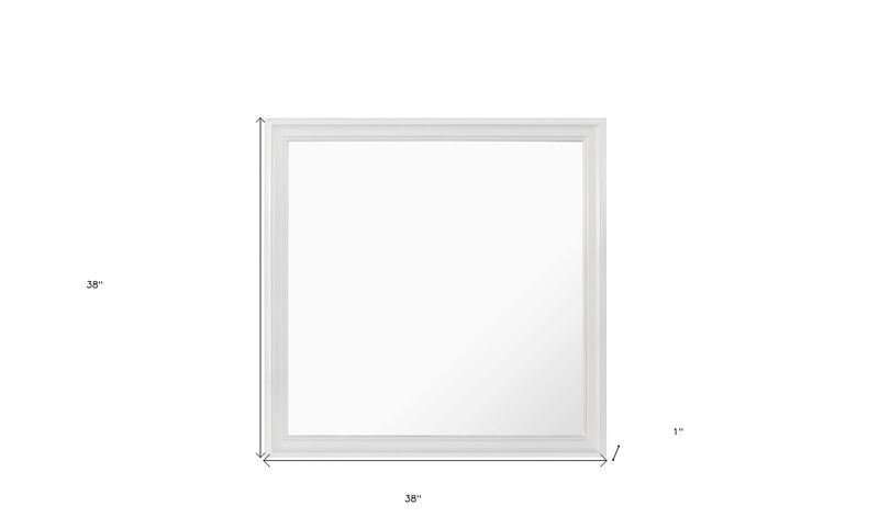 HomeRoots 38" White Square Wood Framed Accent Mirror image number 4