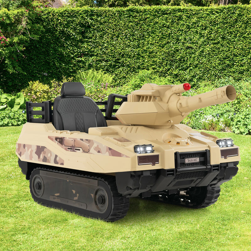 Kids Ride On Military Style Tank with 12V Power Rotatable Turret and Missiles image number 5