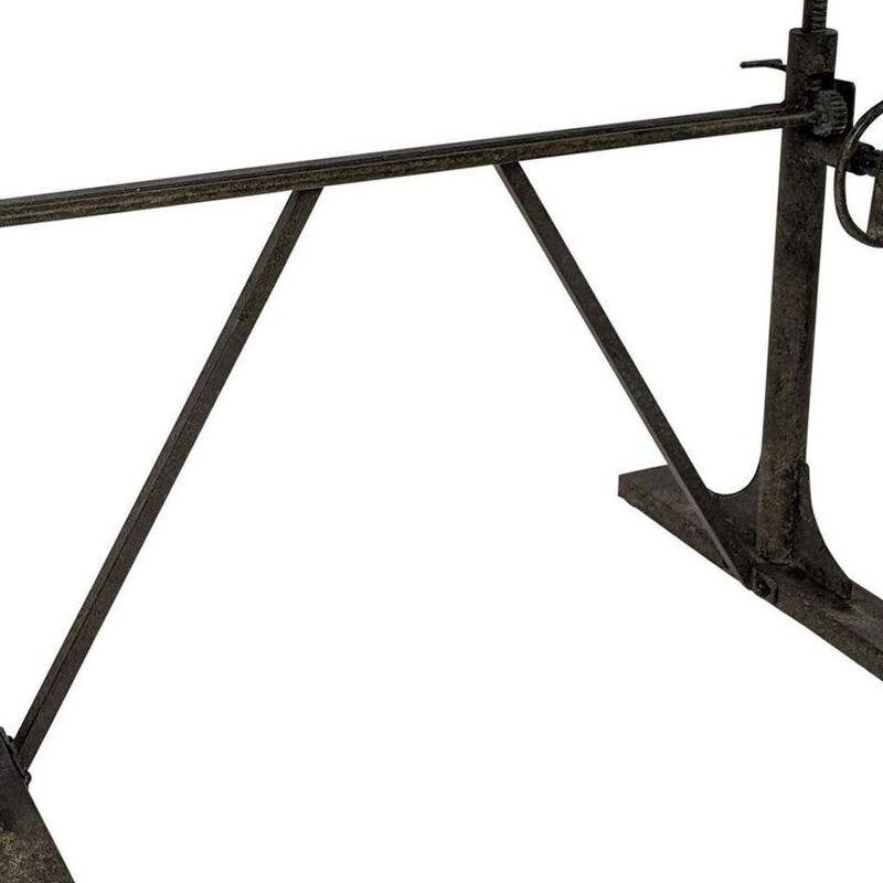 HomeRoots Adjustable Antiqued White Solid Wood and Iron Trestle Standing Desk image number 4