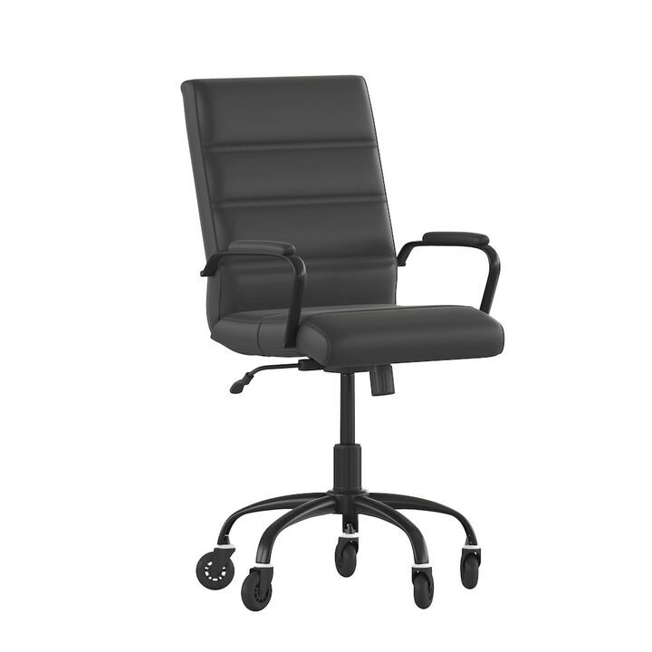 Flash Furniture Mid-Back Black Executive Swivel Office Chair with Black Frame, Arms,