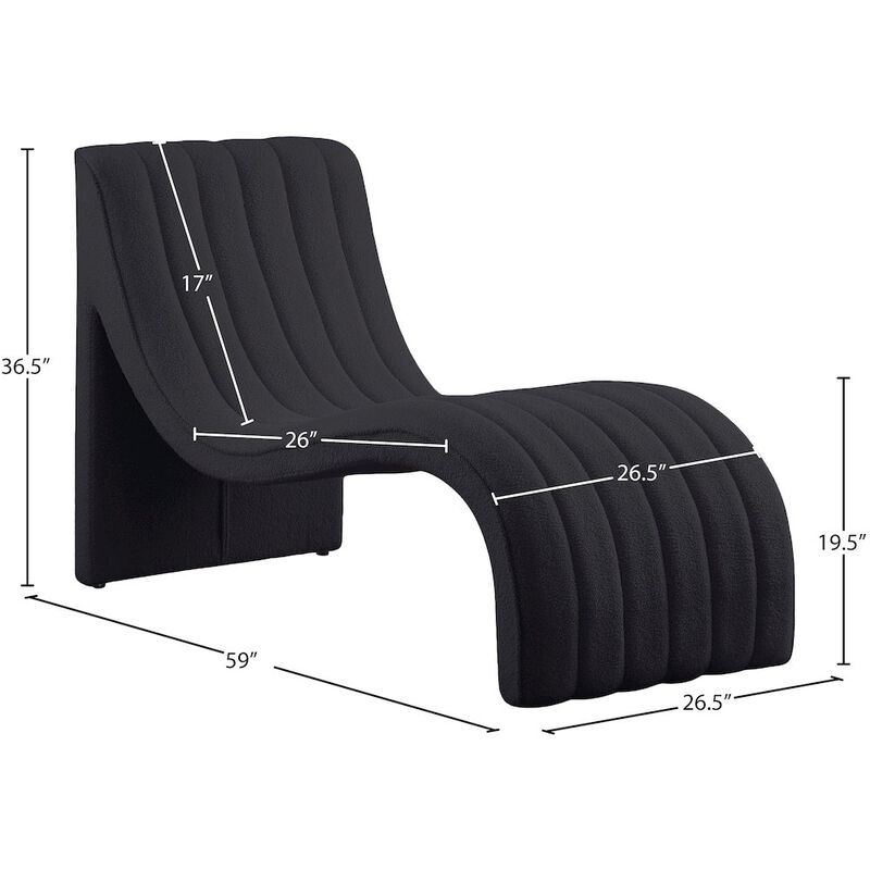 Meridian Furniture Orian Black Teddy Fabric Chaise