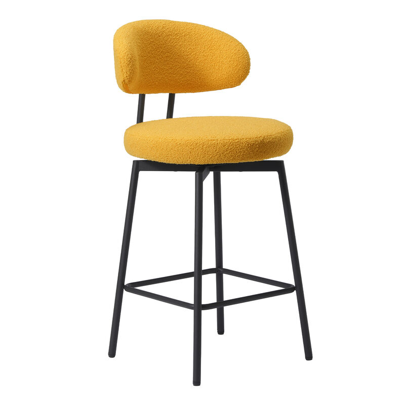 WestinTrends Modern Upholstered Sherpa Fabric Counter Height Bar Stools with Back (Set of 2) image number 2