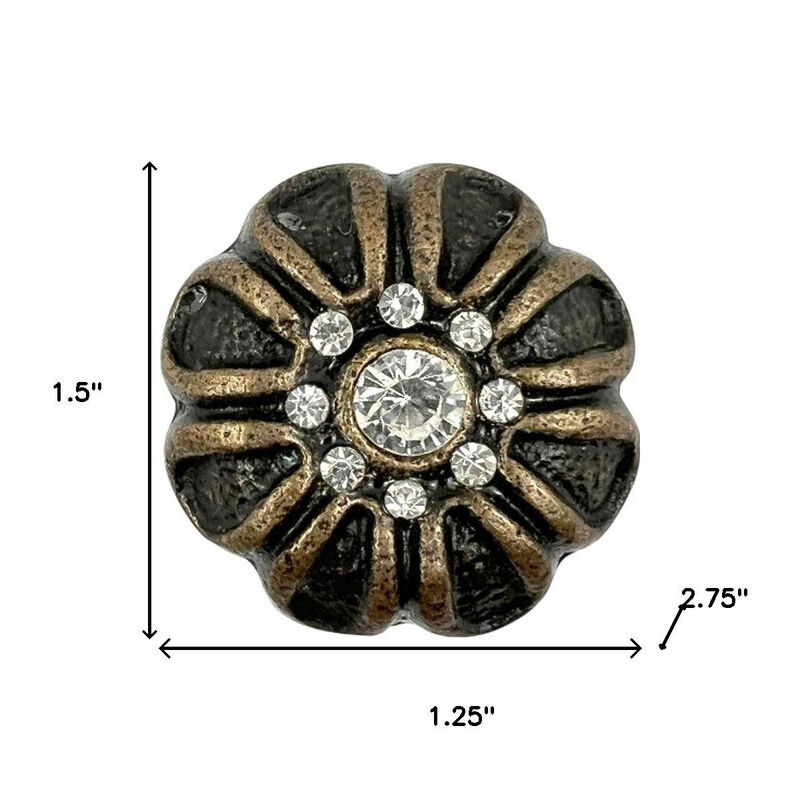 HomeRoots Set of Six Black And Gold Scalloped Knob Iron Drawer Pull Knobs image number 6