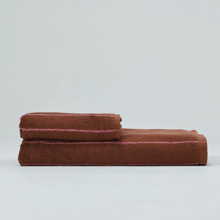 Retro Earthy Pinstripe Cotton  Spa Towel Set of 2