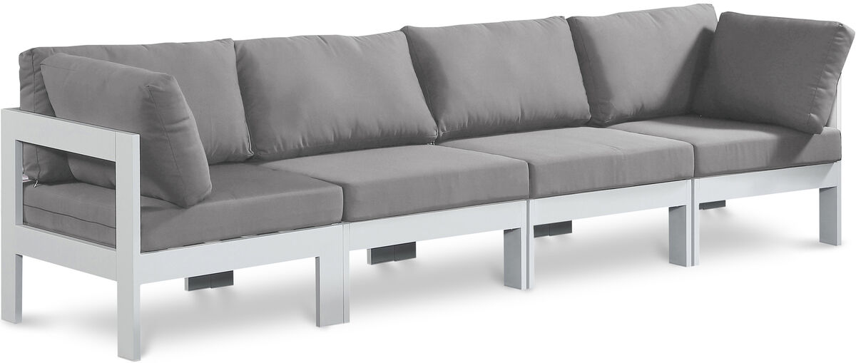 Meridian Furniture Nizuc Grey Water Resistant Fabric Outdoor Patio Modular Sofa