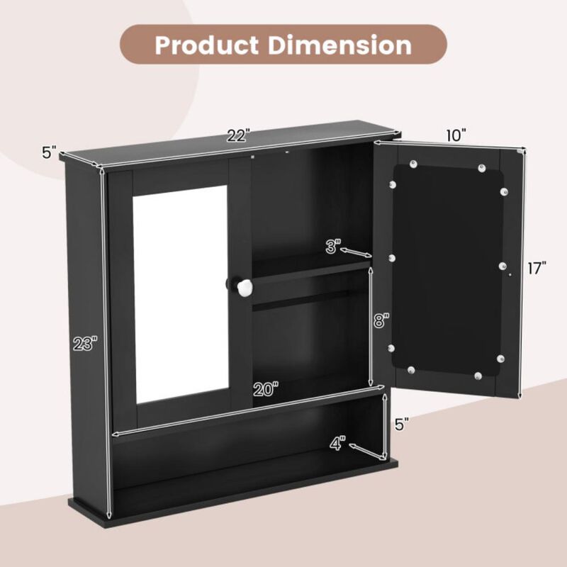 Bathroom Wall Mount Mirror Cabinet Organizer For Bathroom