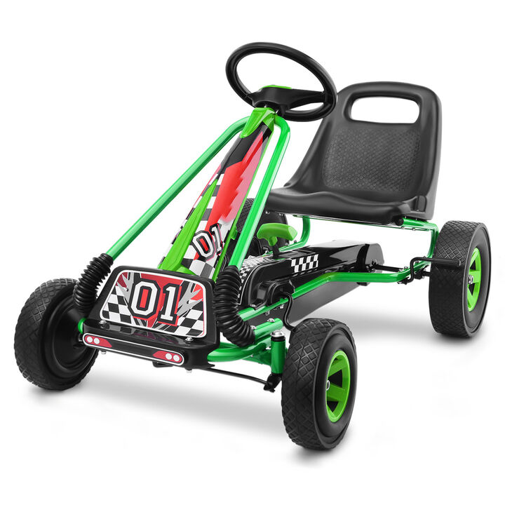 4-Wheel Kids Pedal Go-Kart Ride-On Racer Car for Outdoor Play