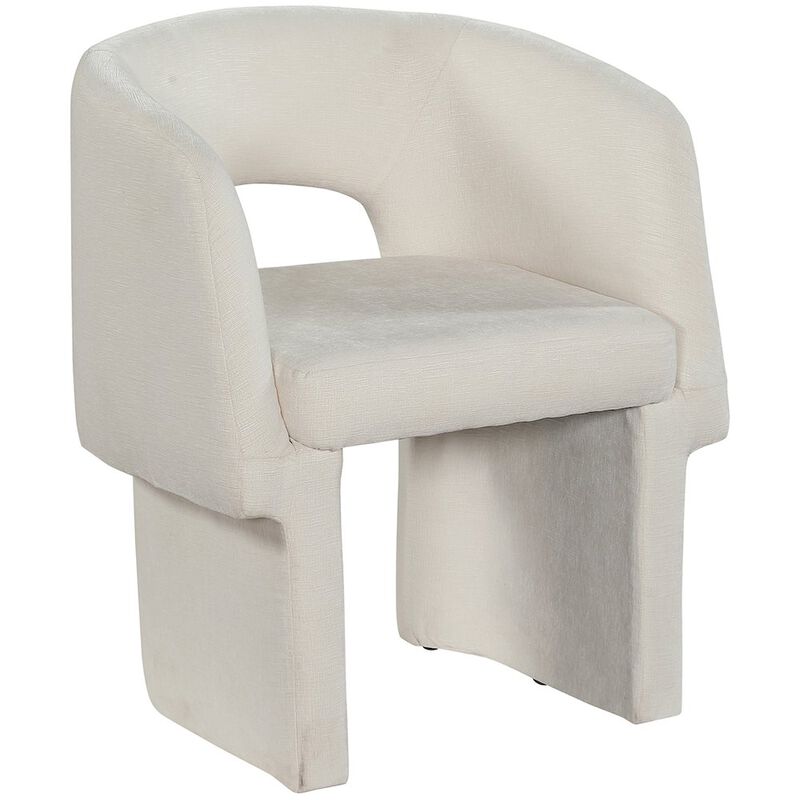 Meridian Furniture Emmet Cream Chenille Fabric Dining Chair / Accent Chair