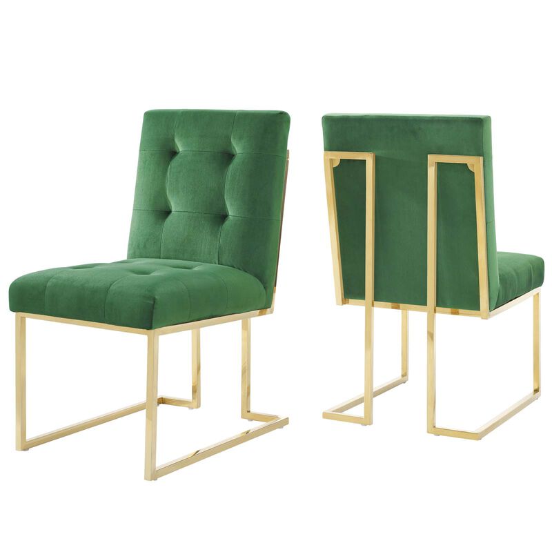 Privy Gold Stainless Steel Performance Velvet Dining Chair Set of 2 image number 0
