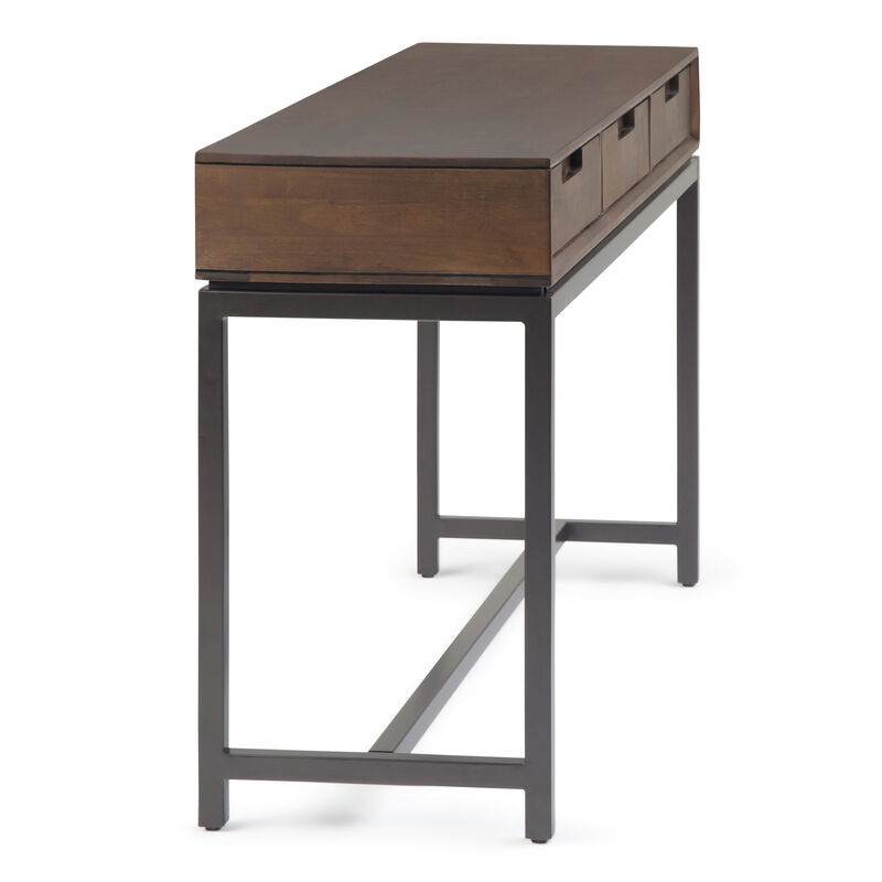 Banting SOLID HARDWOOD and Metal 54 inch Wide Industrial Wide Console Table in Walnut Brown
