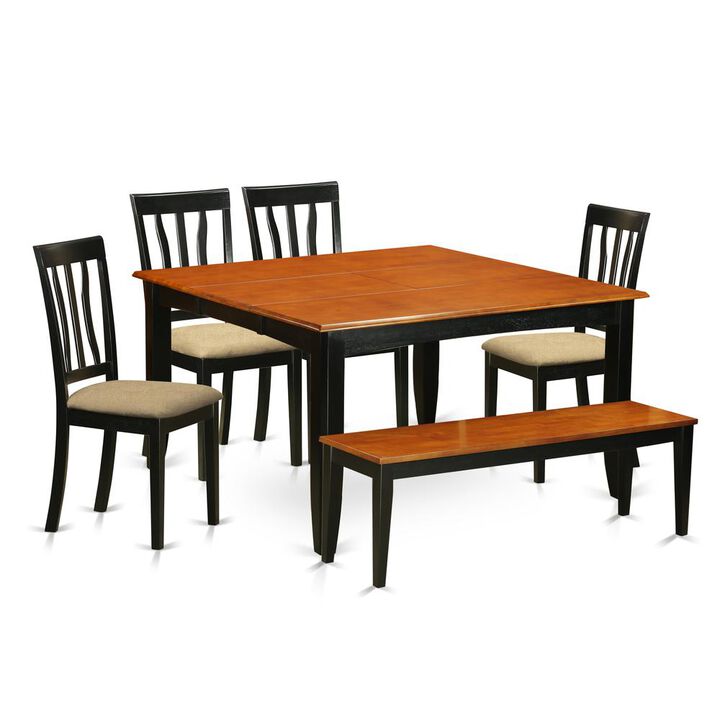 6-PC Kitchen table set with bench-Kitchen Tables and 4 Dining Chairs Plus bench