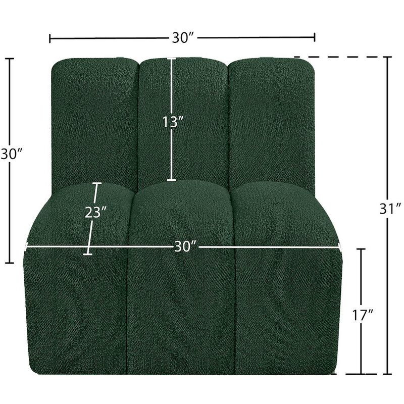 Meridian Furniture Arc Green Boucle Fabric Straight Chair