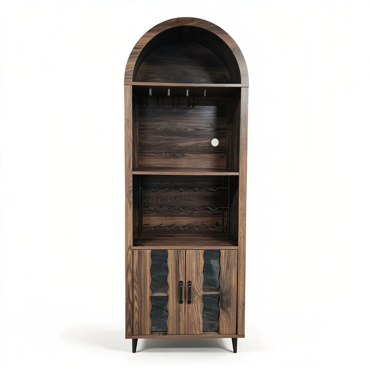 Farmhouse 71" Arched Wine Bar Display Cabinet