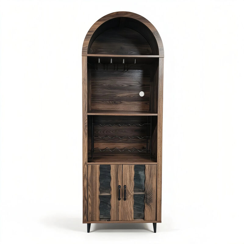 Farmhouse 71" Arched Wine Bar Display Cabinet image number 0