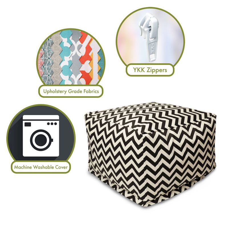 Majestic Home Goods Ottoman Pouf Chevron Black
