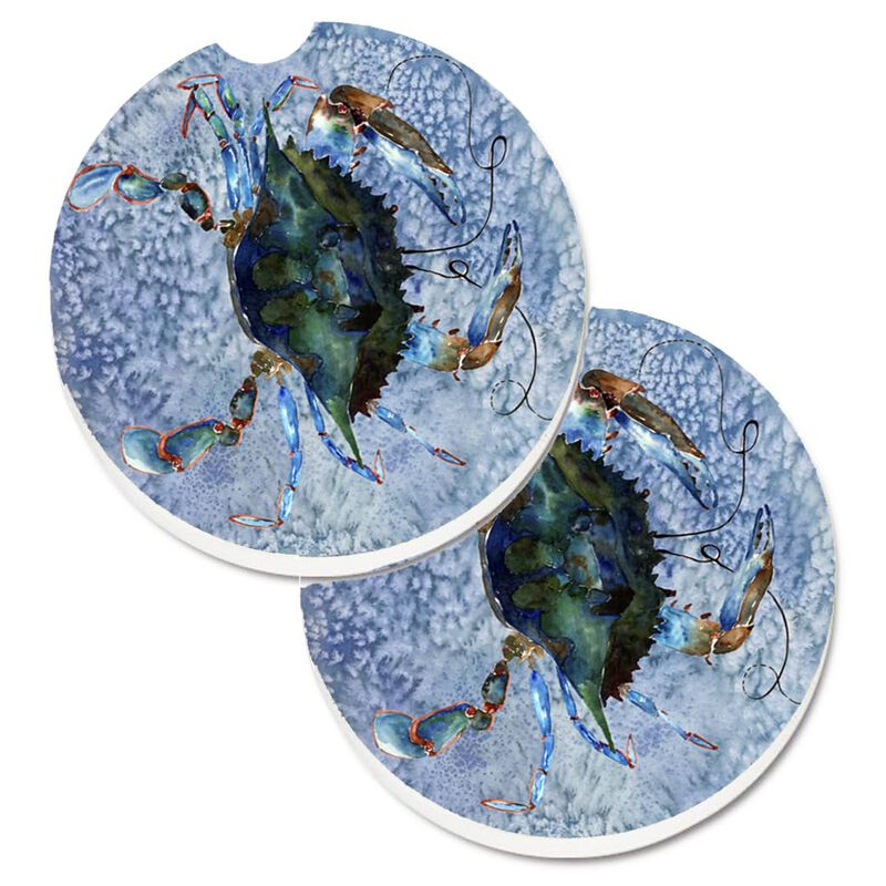 Caroline's Treasures Crab Set of 2 Cup Holder Car Coasters 8151CARC, 2.56, Multicolor image number 0