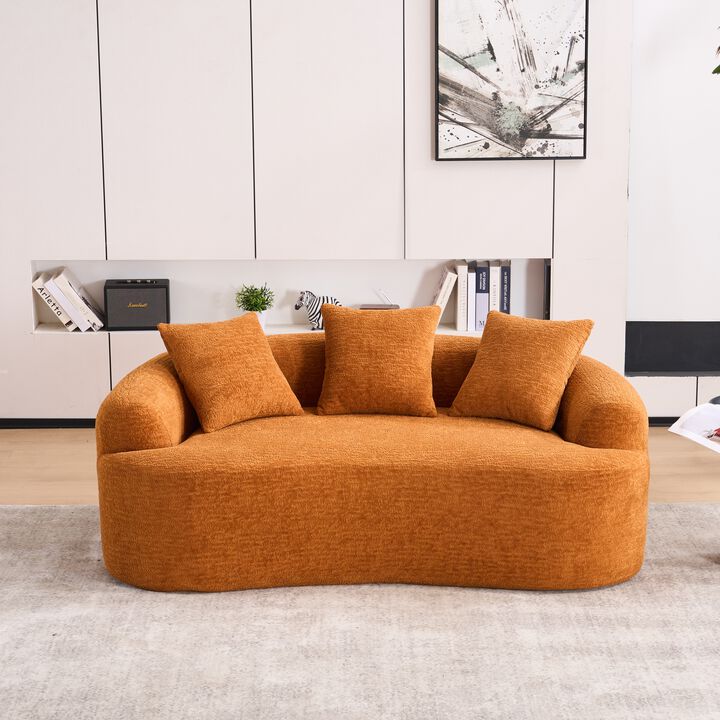 TATEUS Curved Chenille 30D Sponge Loveseat