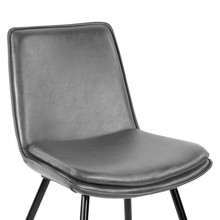 Glamour Home Set of 2 Avalon Gray Faux Leather Dining Chair with Black Metal Legs