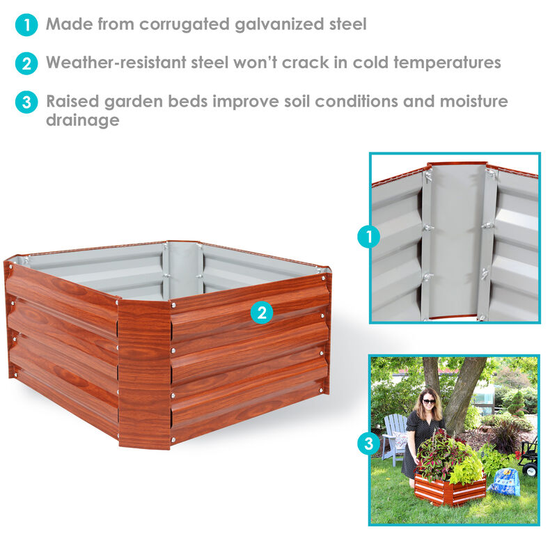 Sunnydaze Galvanized Steel Square Raised Garden Bed - 24 in