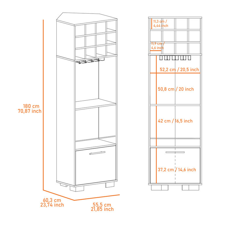 Jackson 12-Bottle 2-Shelf 1-Drawer Bar Cabinet Mahogany and Macadamia