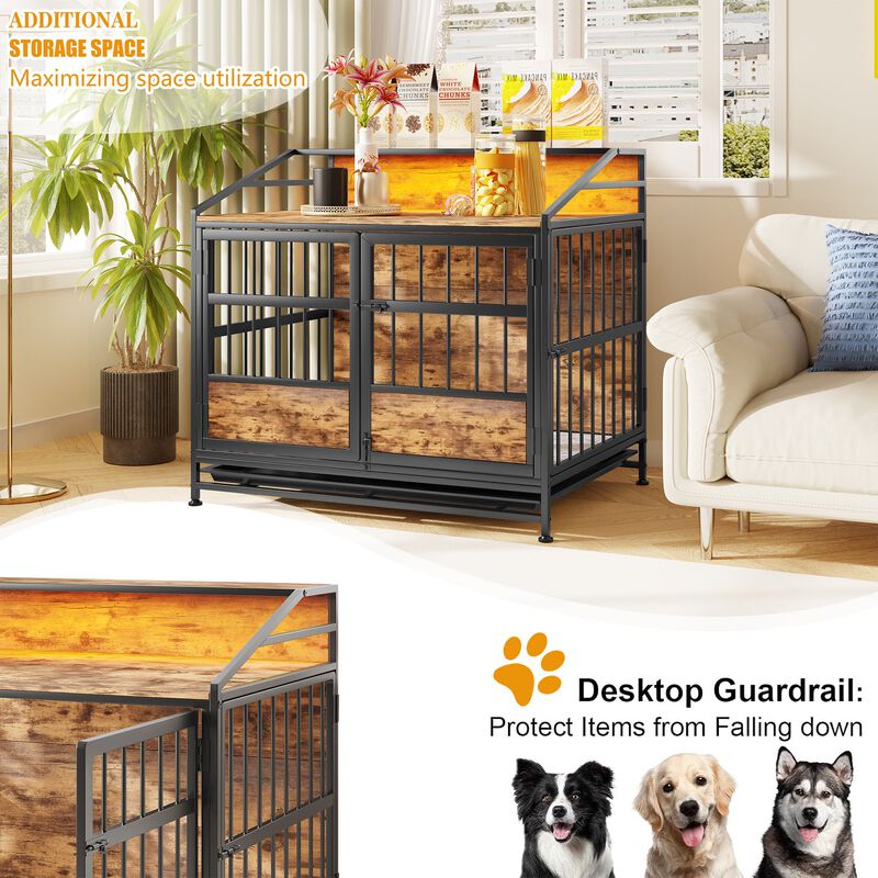 Clihome Multi-function Dog Crates with Storage and Double Doors image number 6