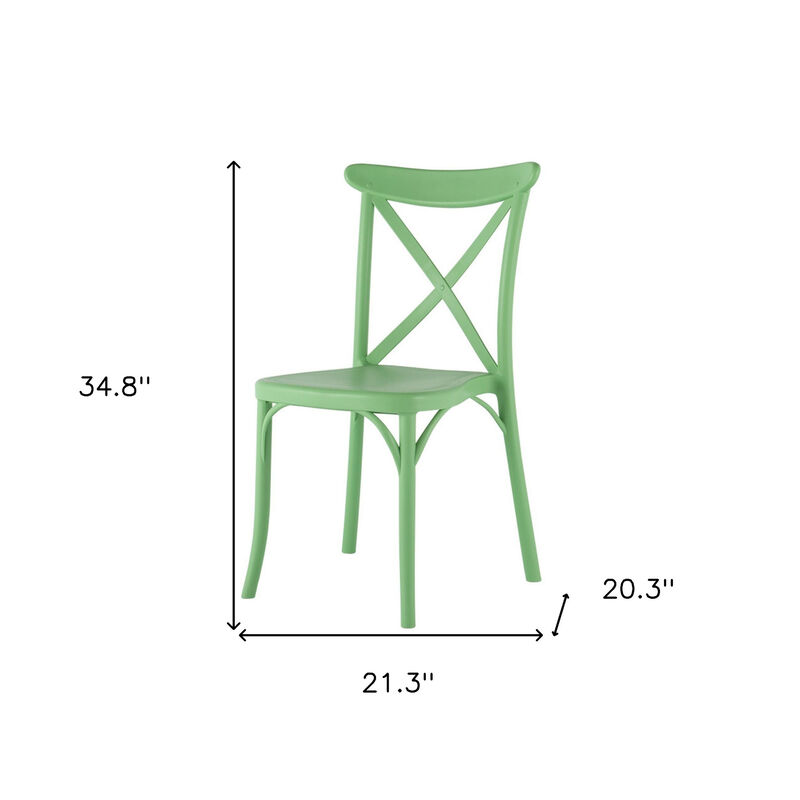 HomeRoots Set of Two Green Heavy Duty Plastic Outdoor Stacking Dining Chairs image number 6