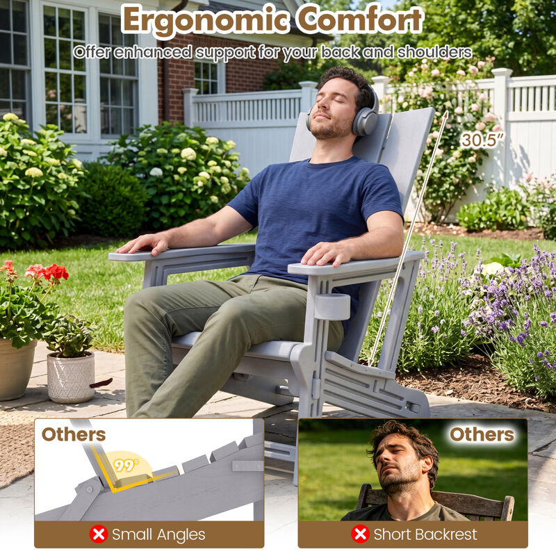 Outdoor Adirondack Chair Set of 2 with Built-In Cup Holder for Deck and Patio image number 3
