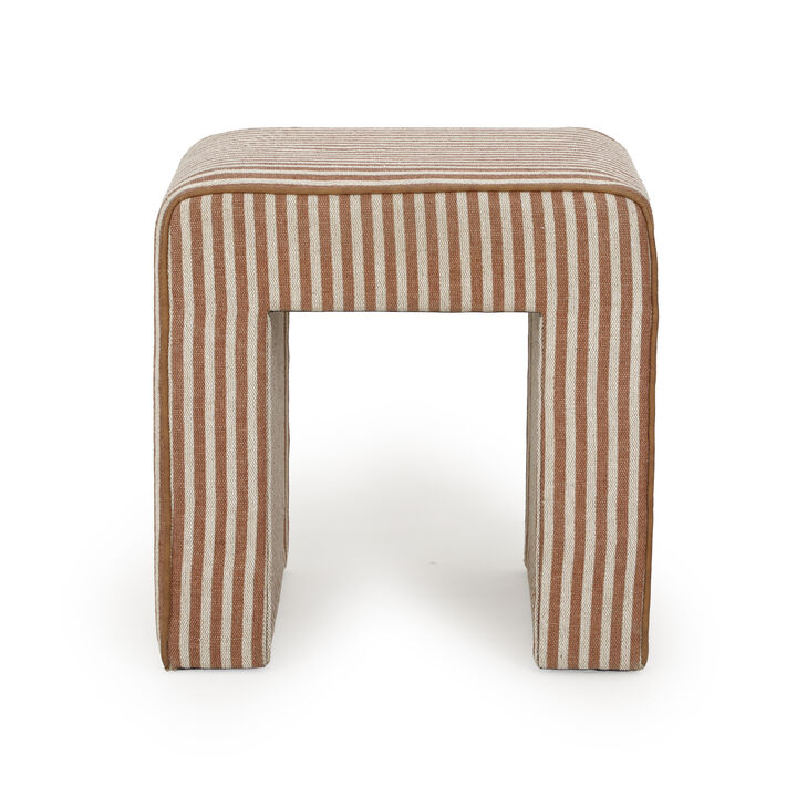 Byron Square Green Stripe Cotton Jute Ottoman