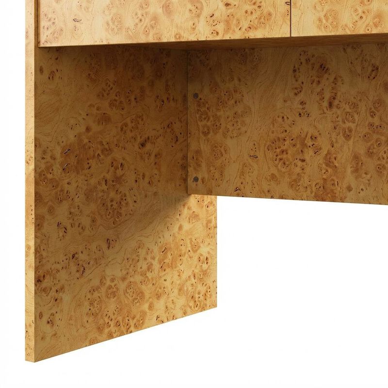 Burl Wood Desk with Two Drawers and Spacious Surface for Home Office image number 6