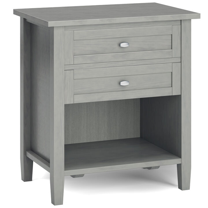 Warm Shaker SOLID WOOD 24 inch Wide Transitional Bedside Nightstand Table in Fog Grey