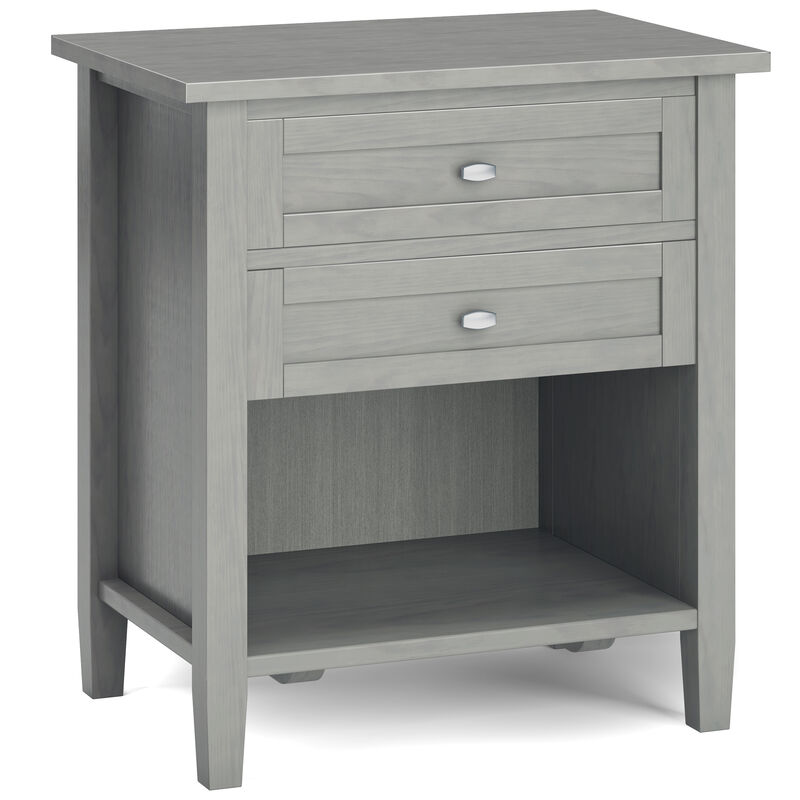 Warm Shaker SOLID WOOD 24 inch Wide Transitional Bedside Nightstand Table in Fog Grey