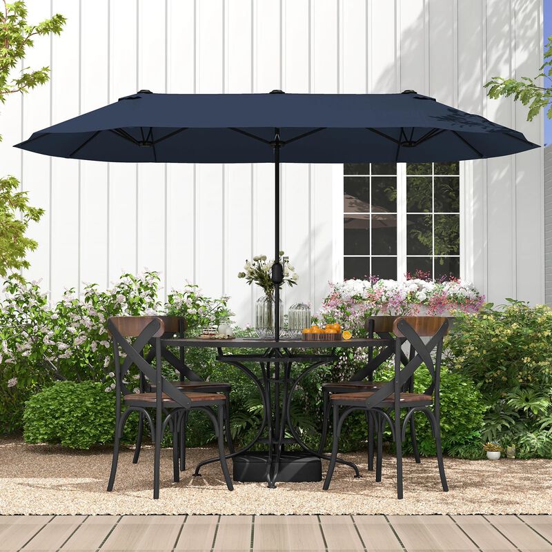 Mondawe 13 Feet Double-Sided Patio Twin Table Umbrella with Crank Handle