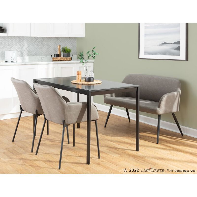 LumiSource Black Steel, Grey PU Daniella Dining Chair - Set of 2
