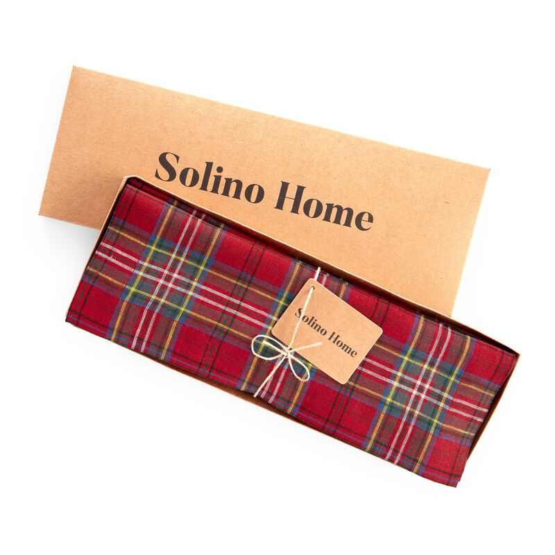 Christmas Linen Placemats 14 x 19 in Set of 4 - Classic Tartan Plaid, Solino Home