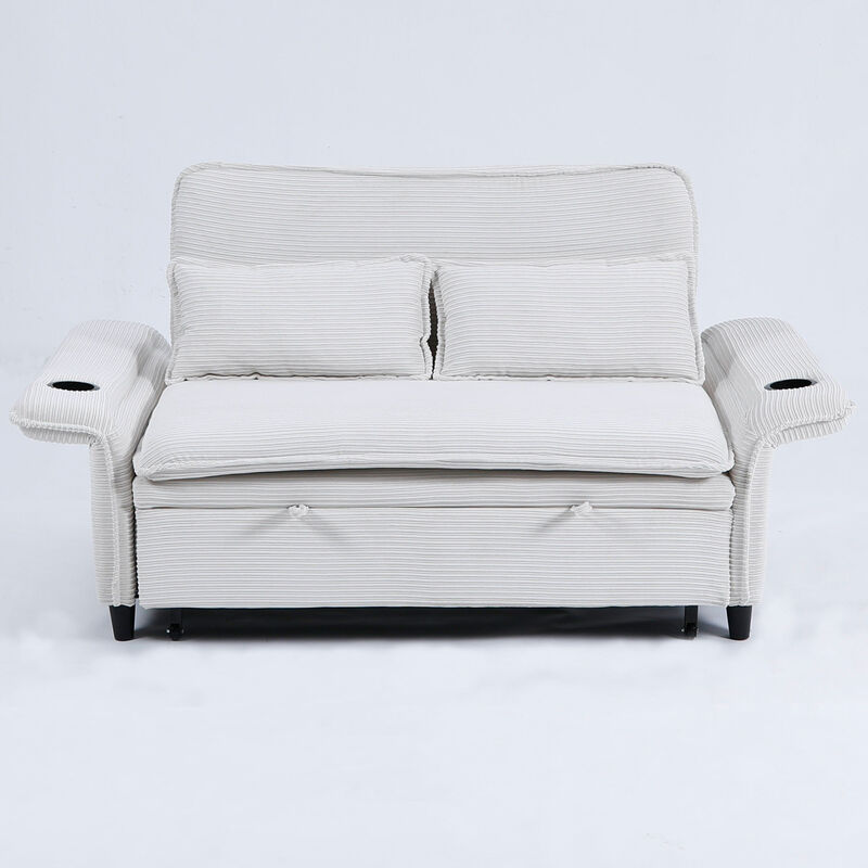 Merax letter striped fabric multi-functional sofa bed image number 0