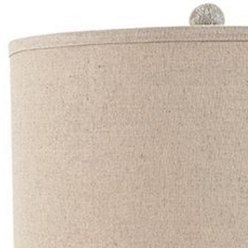 Drum Shade Table Lamp with Pedestal Base, Set of 2, Beige and Off White-Benzara image number 3