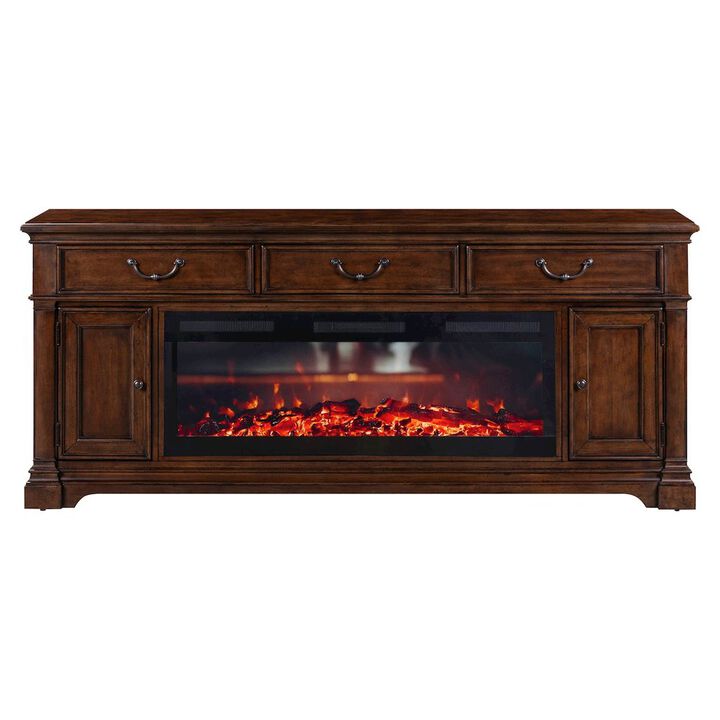 Liberty Furniture Arden Road Heated LED Fireplace TV Consoles 84 Inch - Satin Cherry