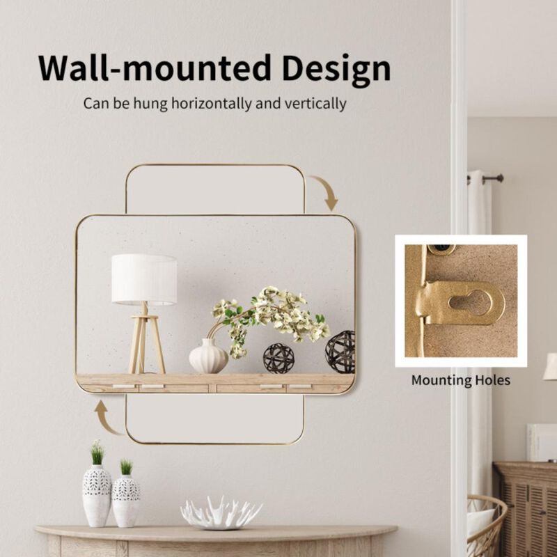 Hivvago Metal Frame Wall-Mounted Rectangle Mirror