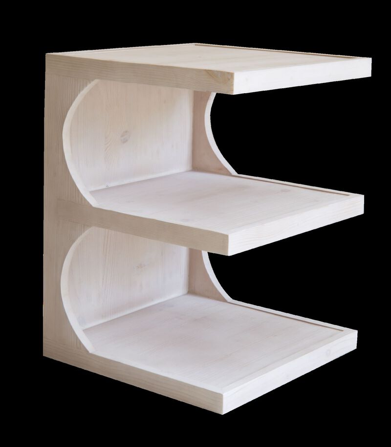 Hivvago 24 Inch Natural Solid Wood End Table With Two Shelves