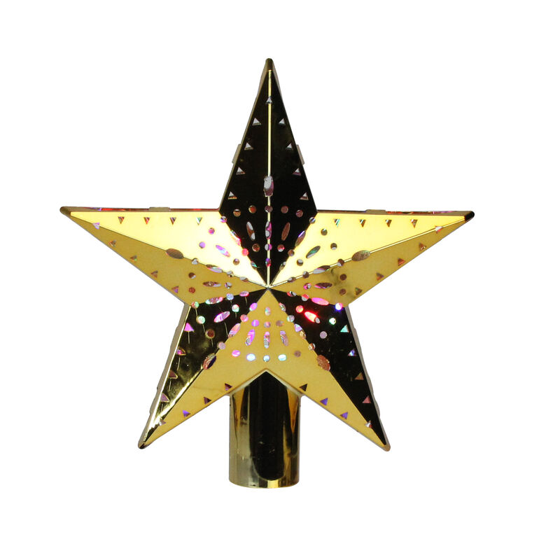 11.5" Lighted Gold Kaleidoscope Christmas Tree Topper - Multicolor LED Lights image number 0