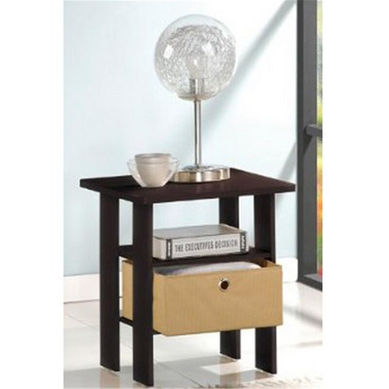 FurinnoFurinno Andrey End Table / Side Table / Night Stand / Bedside Table with Bin Drawer, Espresso/Brown