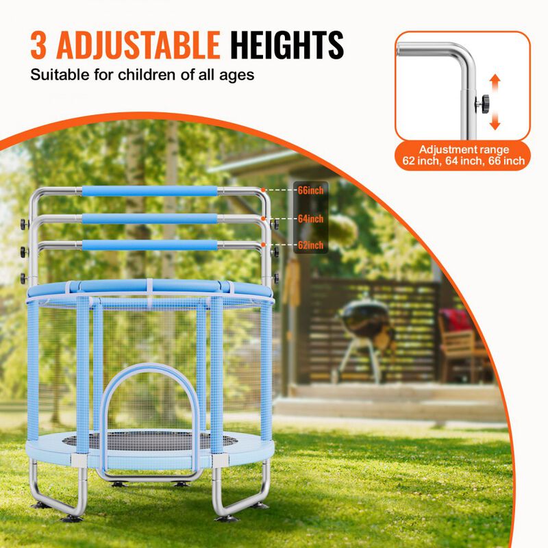 Mini Toddler Trampoline with Safety Net and Basketball Game, Birthday Gift for Children image number 3