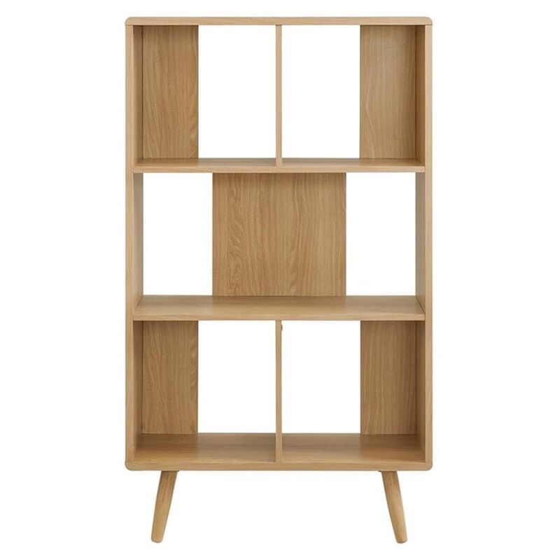 Modway EEI-5743-CHA Transmit 5 Shelf Wood Grain Bookcase, Charcoal image number 3