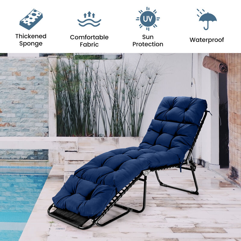 Outdoor Lounge Chaise Cushion with String Ties for Garden or Poolside Seating